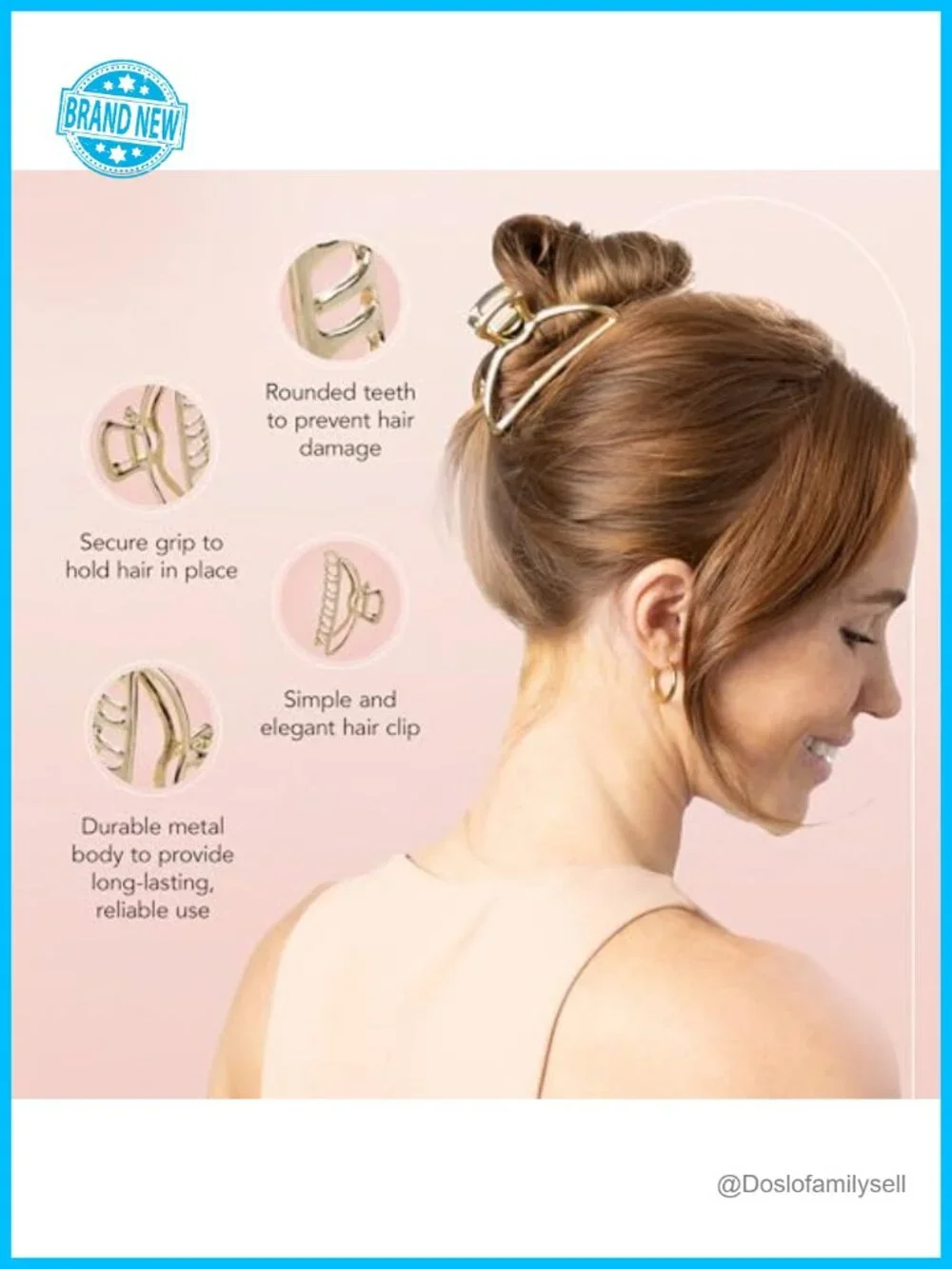 Gold Metal Hair Clips, Durable Claw Clips for Securing Hairstyles